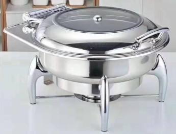 CASTELLO Round Chafing Dish w/ Glass Lid on Stand